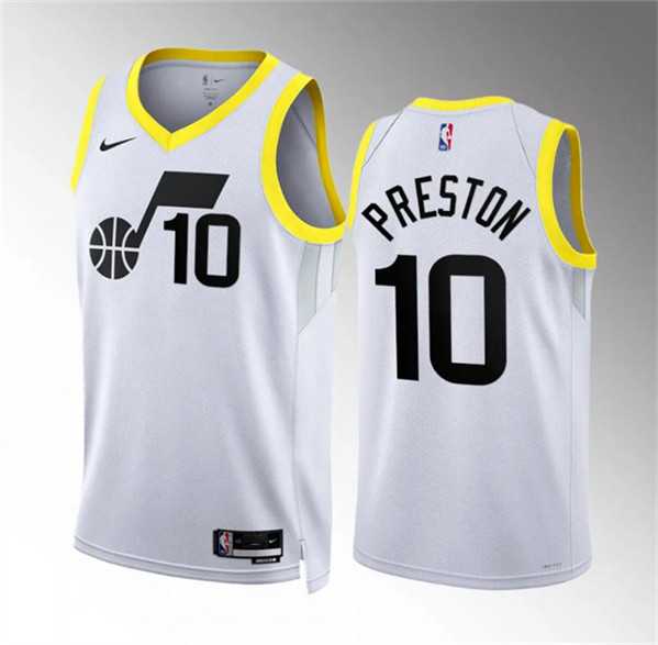 Mens Utah Jazz #10 Jason Preston White Association Edition Stitched Basketball Jersey Dzhi